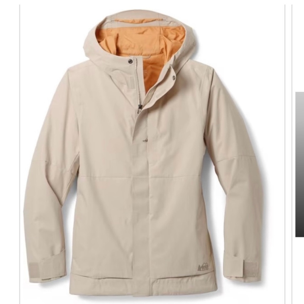 REI Coop Powderbound Jacket Sand Color with Warm Orange Interior Women’s Size L